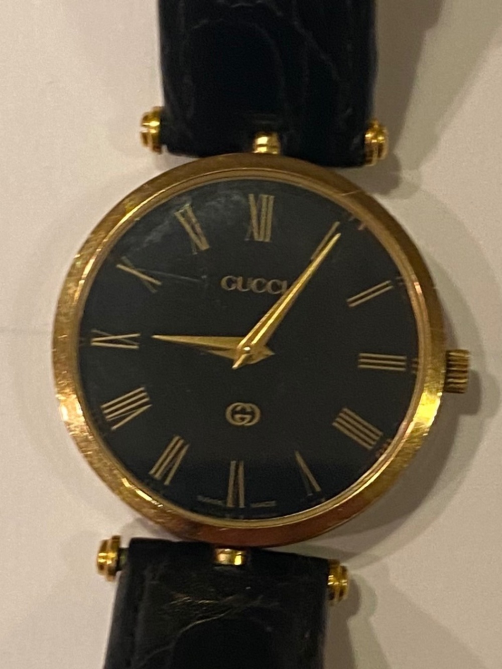 Vintage Gucci Black Dial Gold Tone Watch